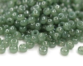 400 EUR/kg || 10g Miyuki Seed Beads Rocailles 8/0 Sage Green