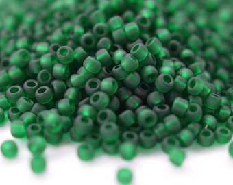 380 EUR/kg || Toho Seed Beads Transparent Frosted Green Emerald | Seed Beads DIY Schmuck, verschiedene Größen, 11/0, 8/0, 6/0