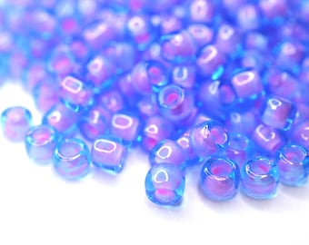 370 EUR/kg || Toho Seed Beads Inside-Color Aqua/Bubble Gum Pink-Lined | Seed Beads DIY Schmuck, verschiedene Größen, 11/0, 8/0, 6/0