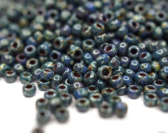 470 EUR/kg || 10g Miyuki Seed Beads Rocailles 11/0 Picasso Opaque Montana