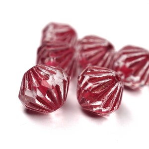 6 9mm Crystal Dark Coral Bohemian Beads, Bicone Czech Glass Beads DIY