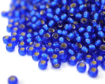 370 EUR/kg || Toho Seed Beads Silver-Lined Frosted Dark Sapphire | Seed Beads DIY Schmuck, verschiedene Größen, 11/0, 8/0, 6/0