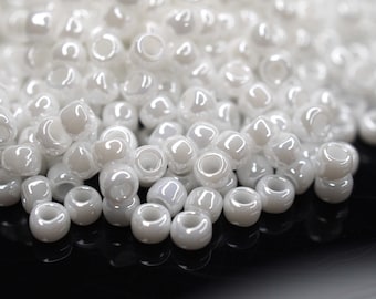 380 EUR/kg || Cuentas de semillas Toho Blanco brillante opaco - Blanco | Cuentas de semillas para joyería DIY, varios tamaños, 11/0, 8/0, 6/0