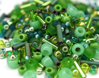 400 EUR/kg || Toho Seed Bead Mix Wasabi Green 10g