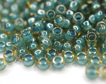 380 EUR/kg || Toho Seed Beads Inside-Color Jonquil/Turquoise-Lined | Seed Beads DIY Schmuck, verschiedene Größen, 11/0, 8/0, 6/0