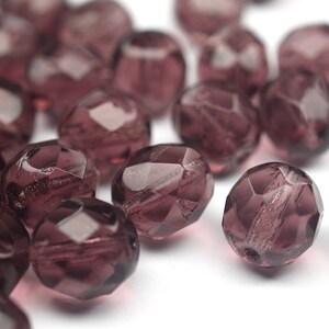 10 Amethyst Bohemian Beads 8mm Czech Fire Polished Faceted Glass Beads DIY Glass Cutting