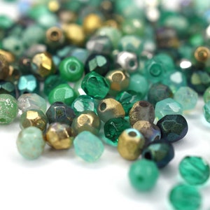 50 Mix Mint Aqua Turquoise Bohemian Pearls 4 mm, Czech Fire Polished Faceted Glass Beads DIY Glass Cut 4 mm Bild 1