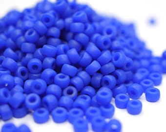 430 EUR/kg || 10g Matte Opaque Blue, Czech Seed Beads Matubo, 8/0, Rocailles Schmuck DIY, Mini-Perlen