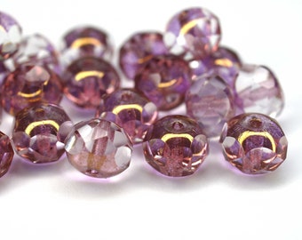 10 Crystal Rose Luster Rondelle böhmische Perlen 6x8mm, tschechische feuerpolierte facettierte Glasperlen DIY Glasschliff