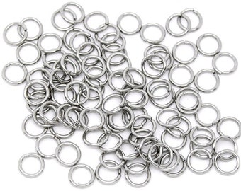 Pack of 100 7mm stainless steel open jump rings