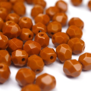 20 licht terracotta Boheemse kralen 6 mm, Tsjechisch vuur gepolijst facetgeslepen glaskralen DIY glassneden