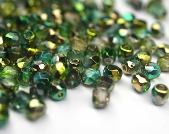 50 Crystal Sunny Magic Summer Green böhmische Perlen 3mm, tschechische feuerpolierte facettierte Glasperlen DIY Glasschliff