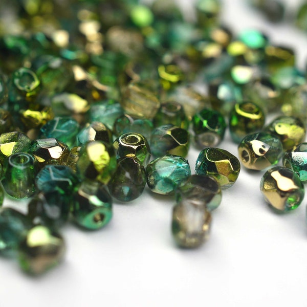 50 Crystal Sunny Magic Summer Green böhmische Perlen 3mm, tschechische feuerpolierte facettierte Glasperlen DIY Glasschliff
