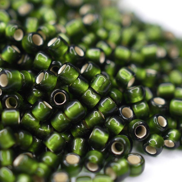 370 EUR/kg || Toho Seed Beads Silver Lined Frosted Olive | Seed Beads DIY Schmuck, verschiedene Größen, 11/0, 8/0, 6/0