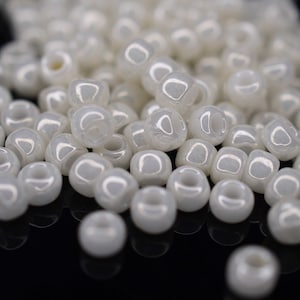 390 EUR/kg || Perline Toho 6/0 bianco Navajo lucido opaco | Perline di semi Gioielli fai da te, varie dimensioni, 11/0, 8/0, 6/0