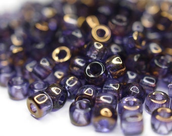 450 EUR/kg || 10g Luster Bronze Half Tanzanite, Czech Seed Beads Matubo, 6/0, Rocailles Schmuck DIY, Mini-Perlen, 4mm