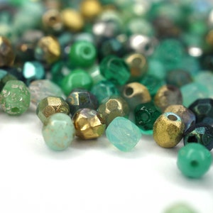 50 Mix Mint Aqua Turquoise Bohemian Pearls 4 mm, Czech Fire Polished Faceted Glass Beads DIY Glass Cut 4 mm Bild 10