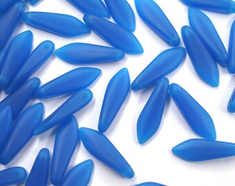 10 5x16mm Opaque Blue Matted Iris Dagger Beads, Schmuck DIY Böhmische Perlen