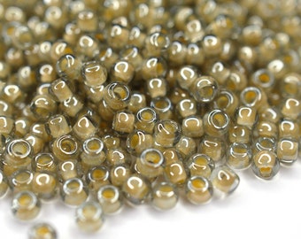380 EUR/kg || Toho Seed Beads Inside-Color Black Diamond/Orange Creme-Lined 8/0