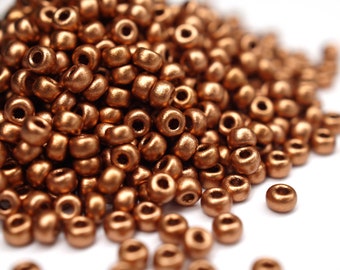 490 EUR/kg || 10g Miyuki Seed Beads Rocailles 8/0 Vintage Copper