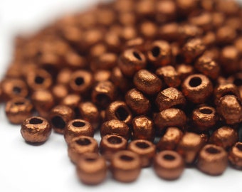 390 EUR/kg || 10g Czech Seed Beads, 8/0 Etched Dark Copper, Rocailles Jewelry DIY, Mini Beads