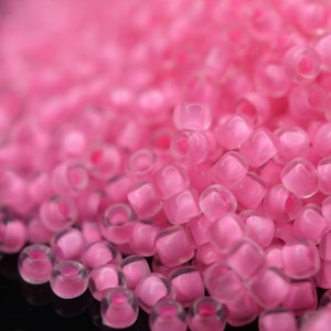 400 EUR/kg || Toho Seed Beads Inside Color Crystal / Neon Carnation Lined | Seed Beads DIY Jewelry, various sizes, 11/0, 8/0, 6/0