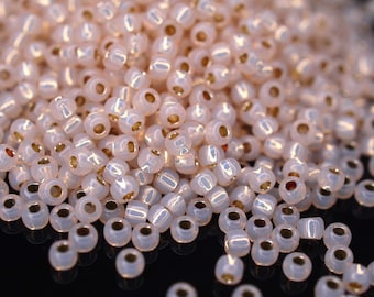 430 EUR/kg || Toho Seed Beads 11/0 Silver Lined Milky Peachy Pink | Seed Beads DIY Schmuck, verschiedene Größen, 11/0, 8/0, 6/0