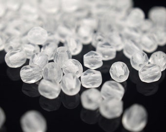 50 Matte Crystal böhmische Perlen 3mm, tschechische feuerpolierte facettierte Glasperlen DIY Glasschliff