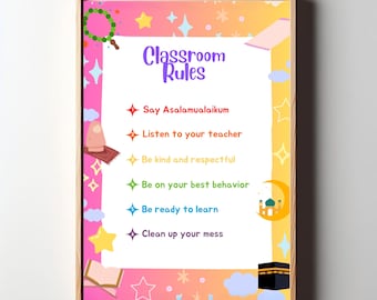 Muslim Classroom Rules Poster | Islamic Children's Wall Art (PDF Download)