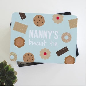 Personalised Biscuit Storage Tin Nanny's Biscuit Tin Metal Storage Tin Baking Gifts image 1