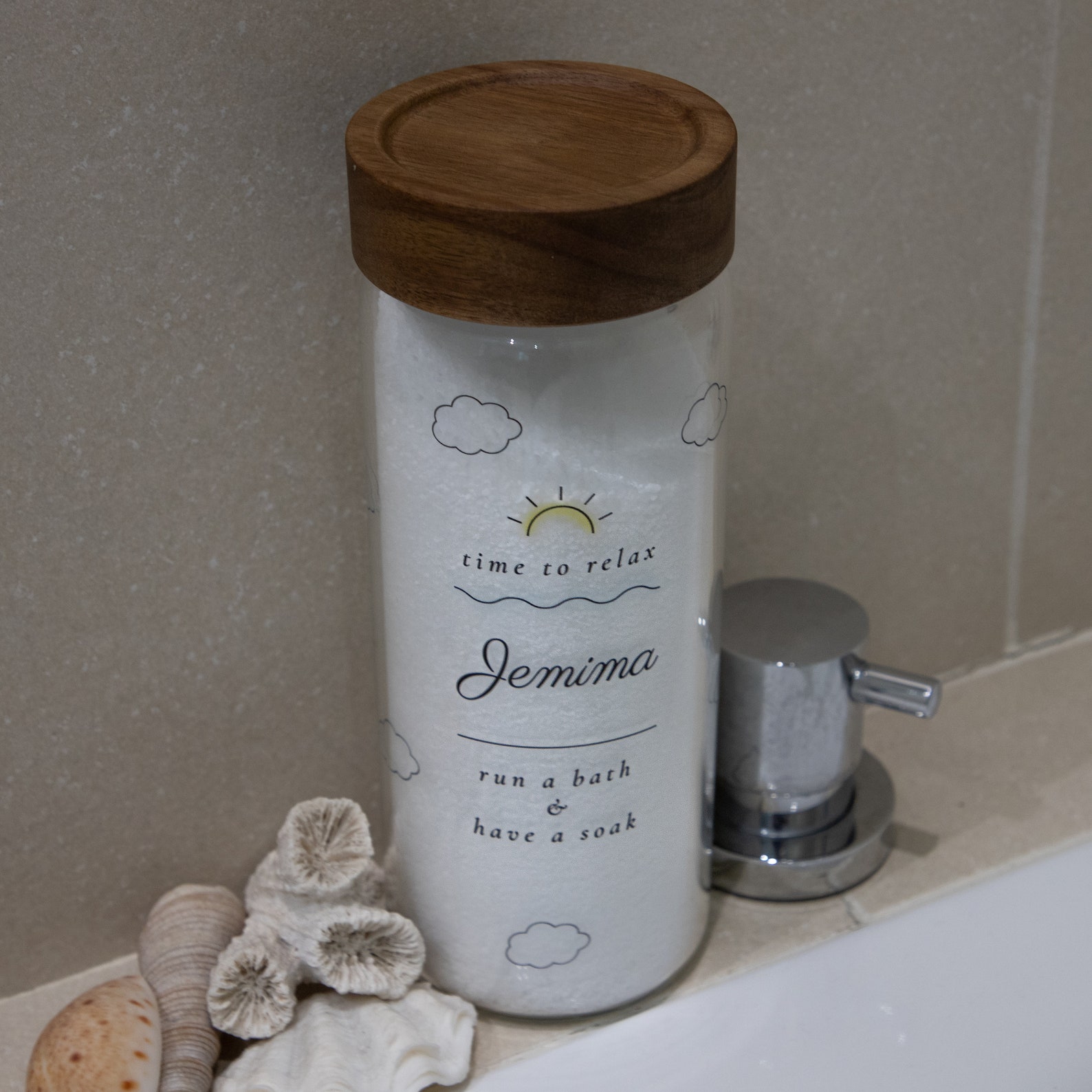 Personalised Bath Salts Glass Storage Jar Etsy