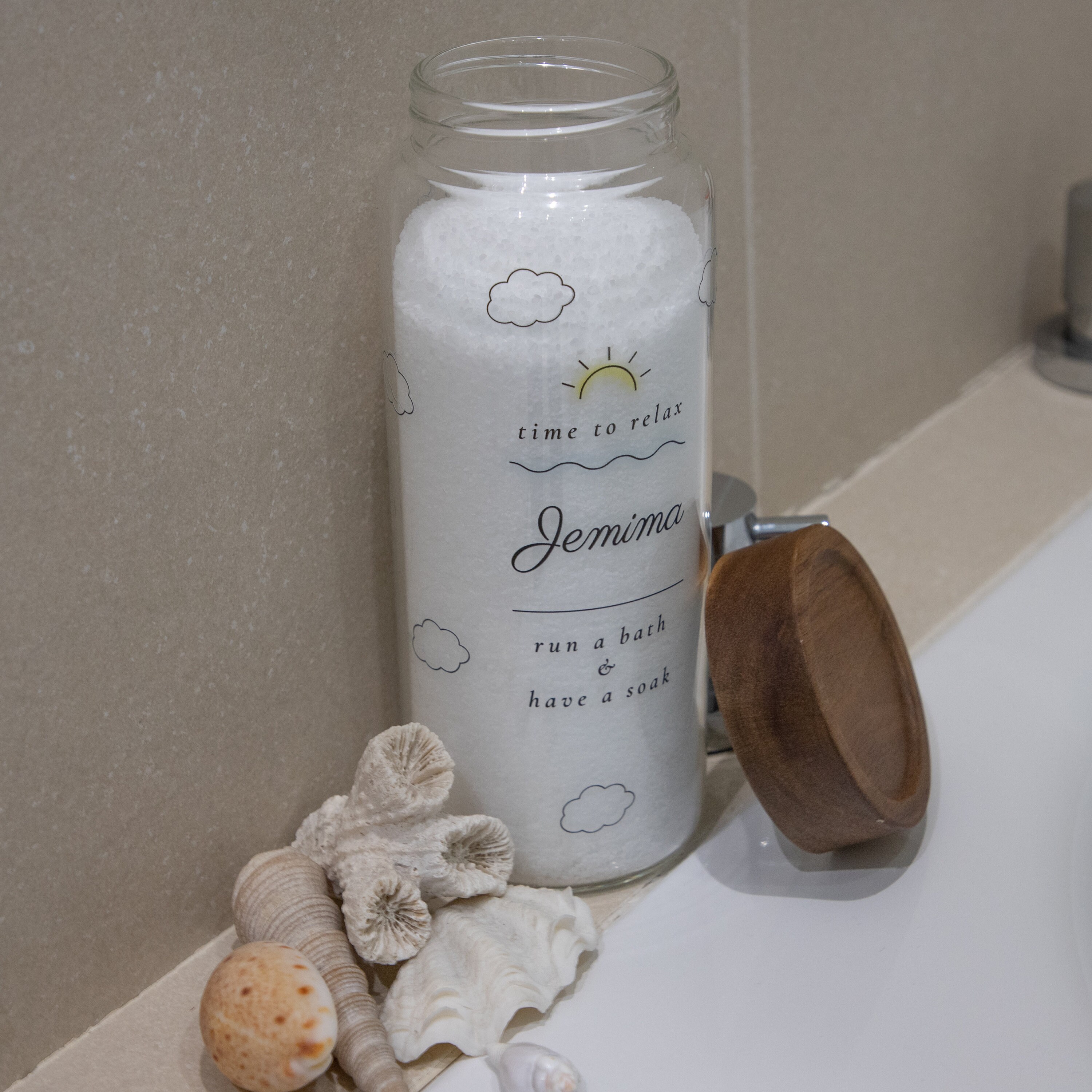 Personalised Bath Salts Glass Storage Jar Etsy