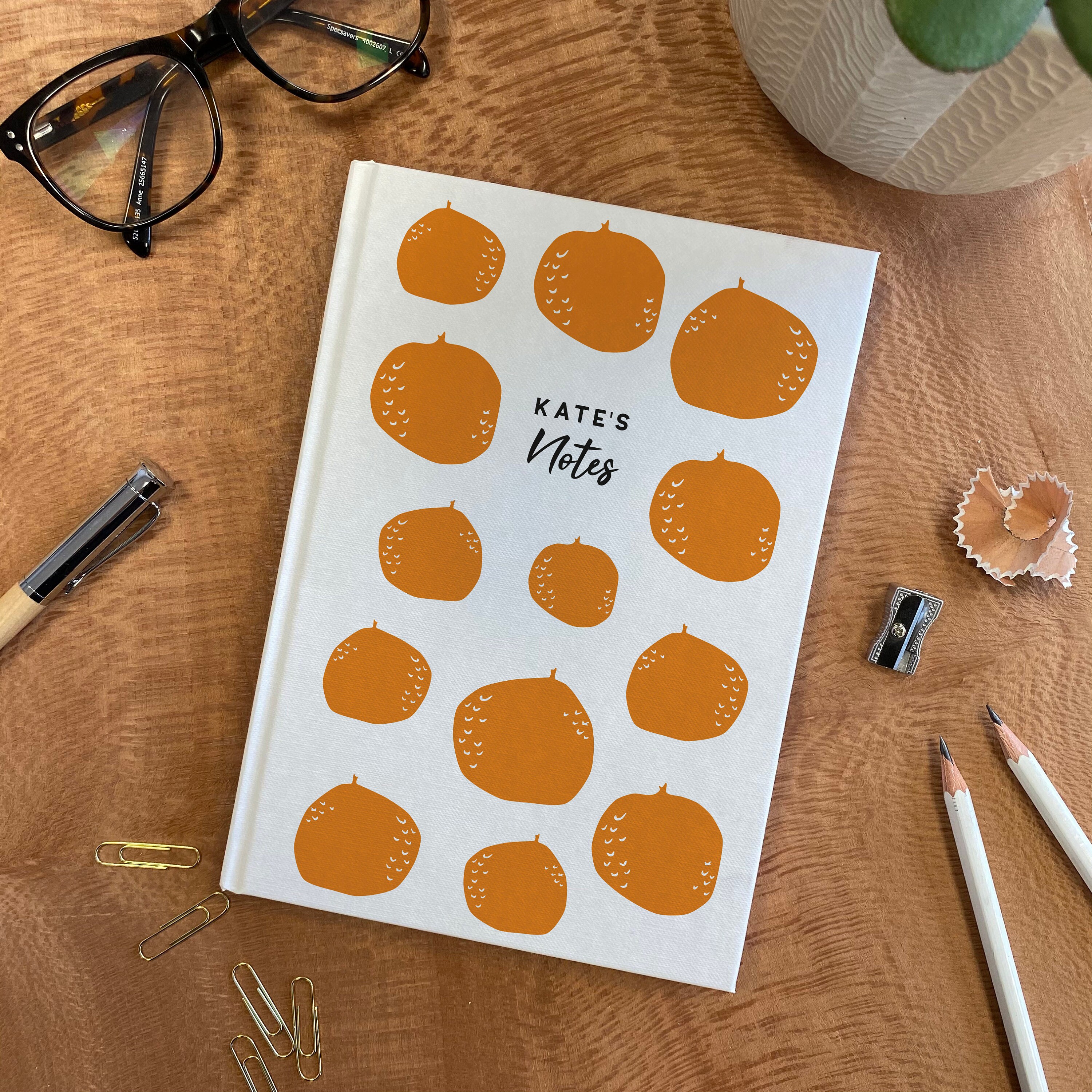 Personalised Orange Hardback Notebook Etsy