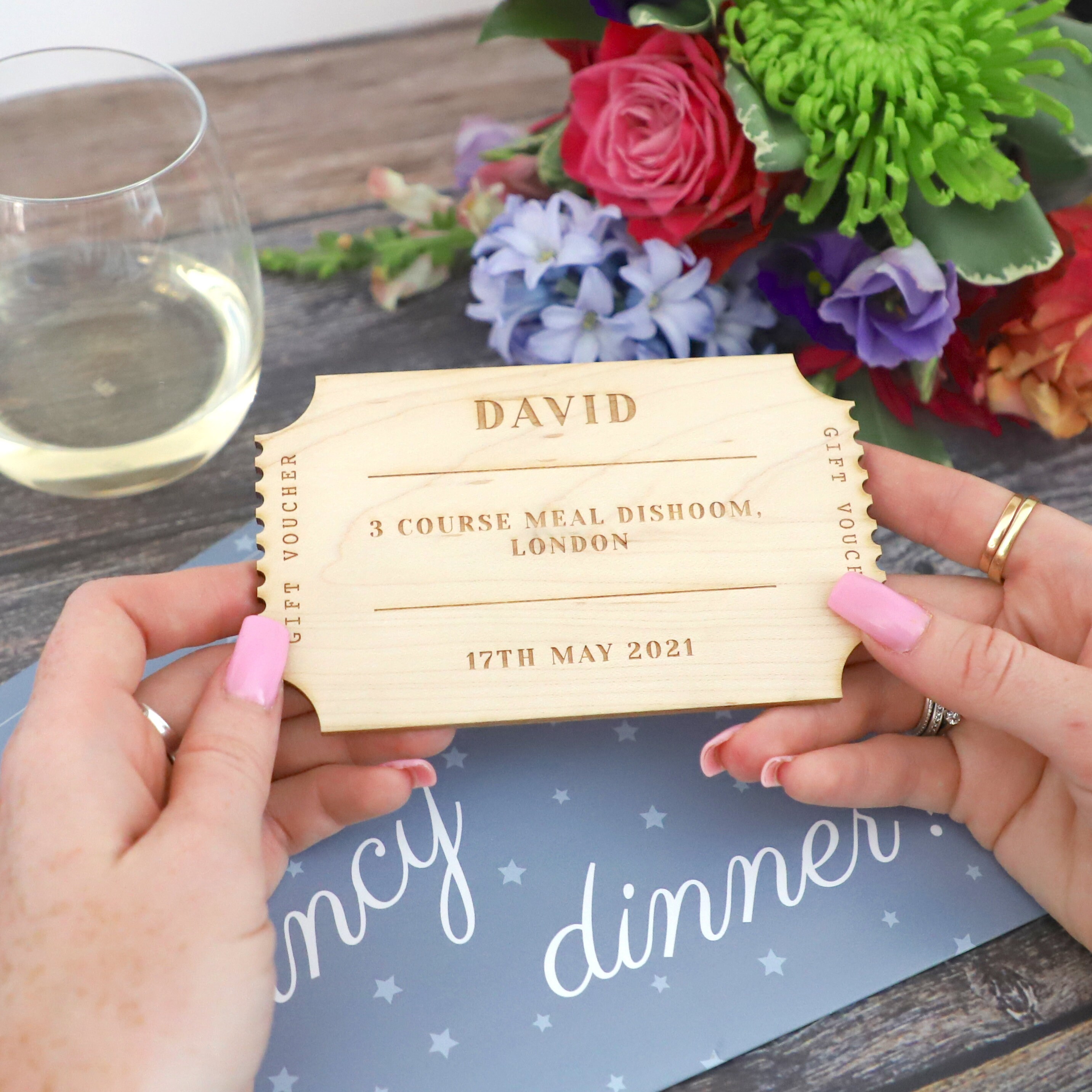 Personalised Dinner Out Voucher And Envelope Etsy