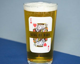 King of Dads Printed Pint Glass | Dishwasher Safe | Father's Day Gift | Beer Glass