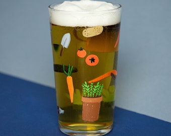 Gardening Printed Pint Glass | Dishwasher Safe | Father's Day Gift | Beer Glass