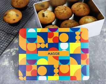 Personalised Retro Geometric Tile Cake Tin