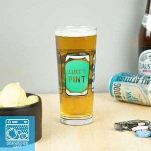 Personalised Blue Beer Can Printed Pint Glass