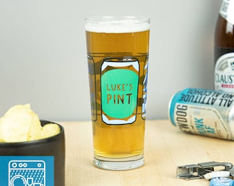 Personalised Blue Beer Can Printed Pint Glass