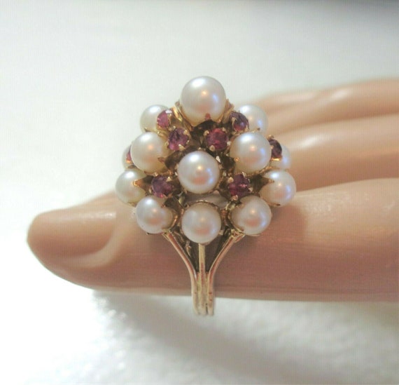 10K Rose Gold, Antique, Unique Seed Pearls, and R… - image 8