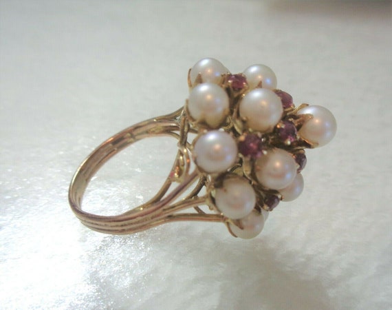 10K Rose Gold, Antique, Unique Seed Pearls, and R… - image 6
