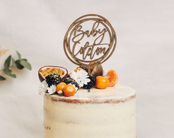Personalized Baby Shower Cake Topper: Wood Name Decoration