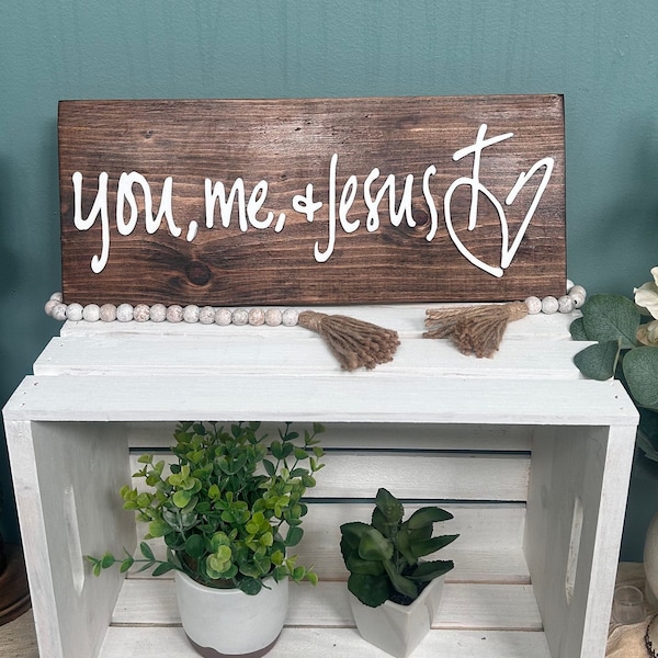 You me & Jesus Wood sign| |Christian wall decor|Bridal shower gift|Couples Gift|Wedding Gift|3D wood sign|Anniversary gift|Custom plaque