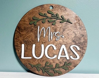 Personalized Teacher Sign: 3D Wooden Classroom Decor