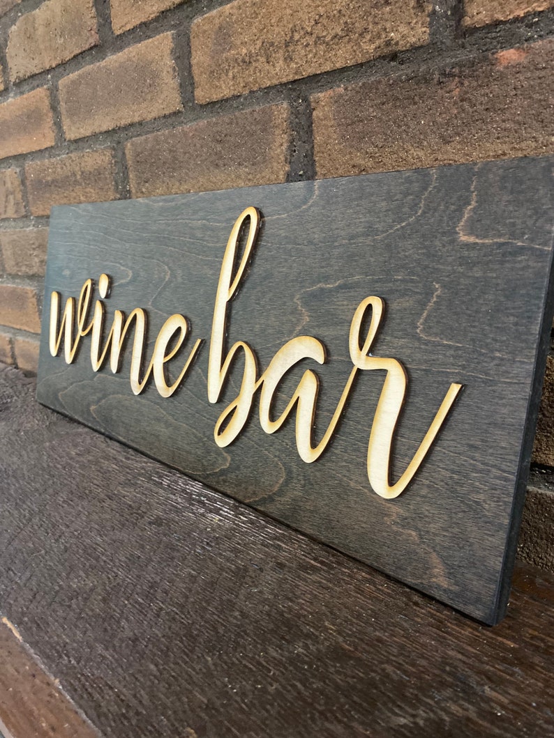 3D Wine Bar sign wine bar wood sign wine bar decor Etsy