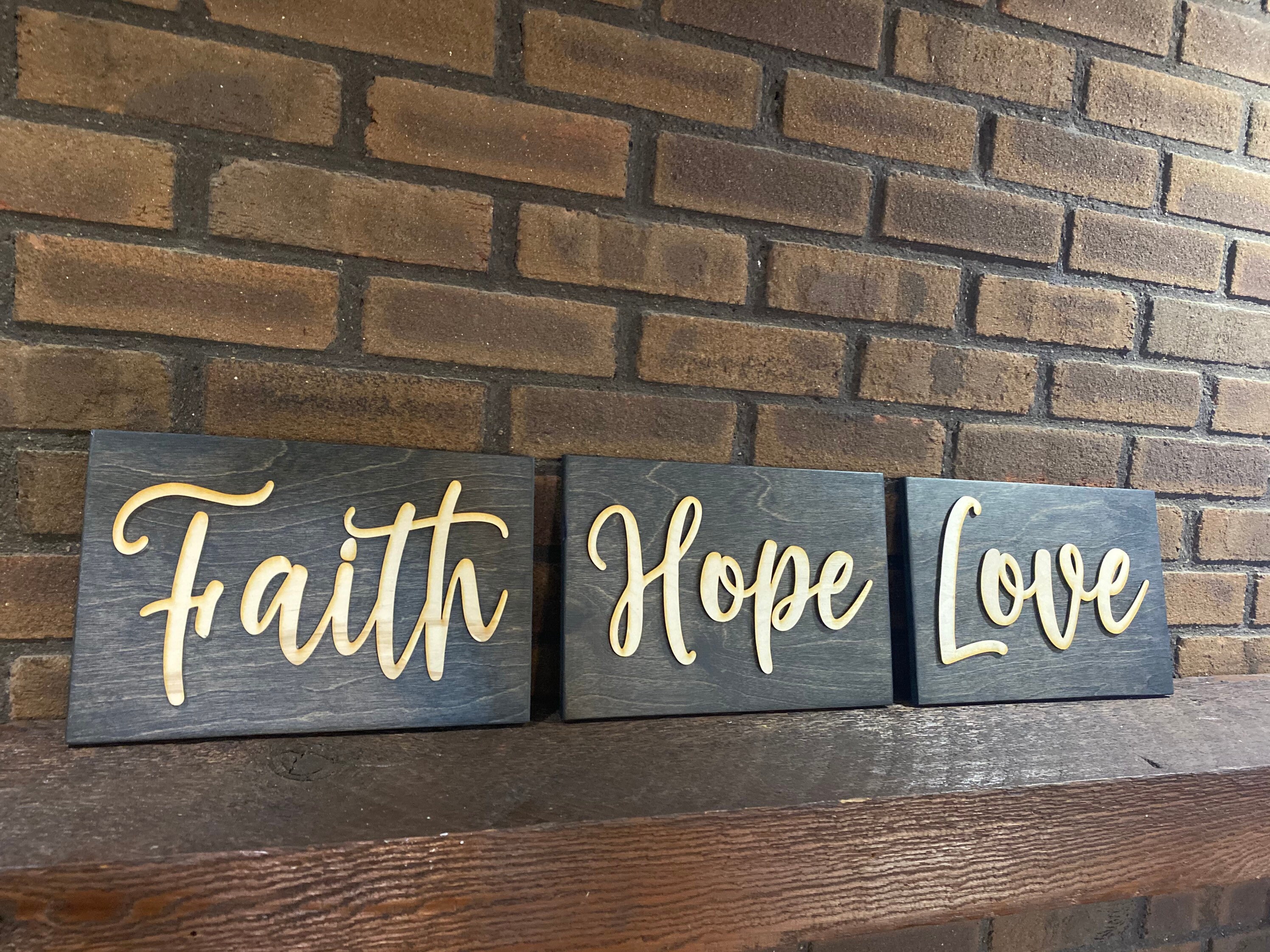 Faith Hope Love Sign set of 3 3D sign Prayer sign Etsy
