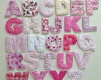PinkPrintLetters,FabricAlphabet,LearningToys,Educational,PlushABC's,Quilted Letters,PreschoolABC's,Alphabet Letters,Homeschool,Montessori