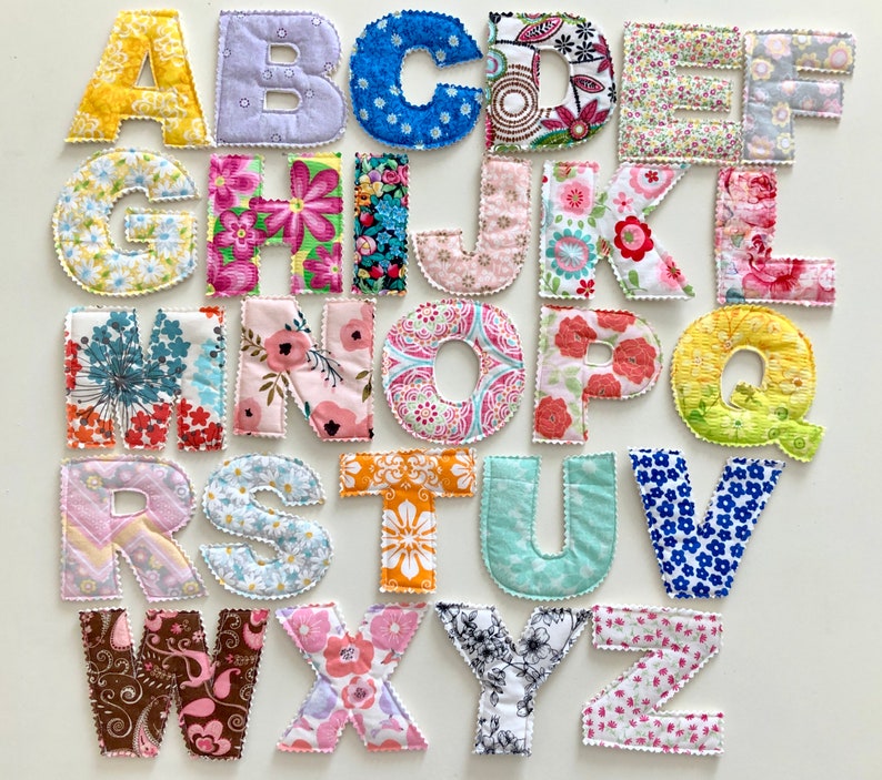 FlowerPrintLettersFabricAlphabetLearningToysEducationalPlu image 1