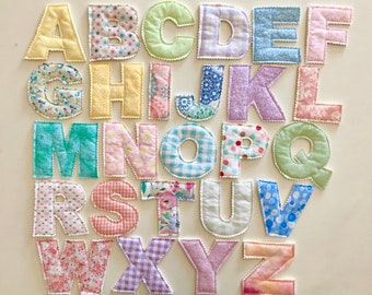 Fabric Alphabet,Learning Toys, Educational,Fabric Letters,Plush ABC's,Quilted Letters,Homeschool, Preschool ABCs,Pastel Letters, LightColors