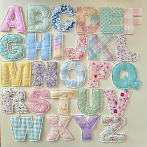 Fabric Alphabet,Learning Toys, Educational,Fabric Letters,Plush ABC&#39;s,Quilted Letters,Homeschool, Preschool ABCs,Pastel Letters, LightColors
